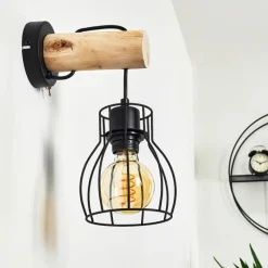 Luminaires Scandinaves-hofstein Applique murale Gondo Bois clair, Noir, 1 lumière