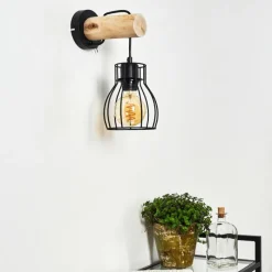 Luminaires Scandinaves-hofstein Applique murale Gondo Bois clair, Noir, 1 lumière