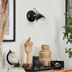 Lampes Industrielles-hofstein Applique murale Gralingen Nickel mat, Noir, Blanc, 1 lumière