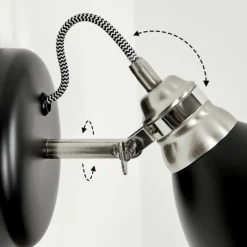 Lampes Industrielles-hofstein Applique murale Gralingen Nickel mat, Noir, Blanc, 1 lumière