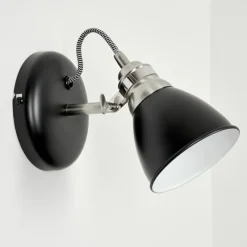Lampes Industrielles-hofstein Applique murale Gralingen Nickel mat, Noir, Blanc, 1 lumière