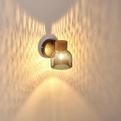 Lampes En Bois-hofstein Applique murale Grongroft Bois clair, Noir, 1 lumière