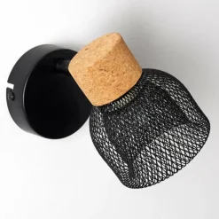 Lampes En Bois-hofstein Applique murale Grongroft Bois clair, Noir, 1 lumière