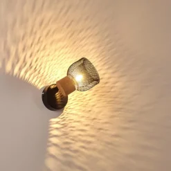 Lampes En Bois-hofstein Applique murale Grongroft Bois clair, Noir, 1 lumière