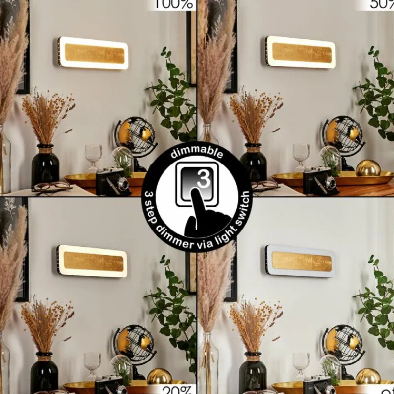 Lampes Dorées-hofstein Applique murale Guacacallo LED Or, Noir, Blanc, 1 lumière