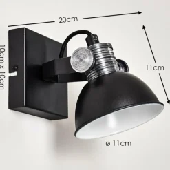 Lampes Industrielles-hofstein Applique murale Gudo Noir, Blanc, 1 lumière