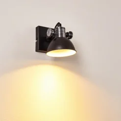 Lampes Industrielles-hofstein Applique murale Gudo Noir, Blanc, 1 lumière