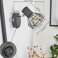 Lampes Vintages & Rétros-hofstein Applique murale Gullspang Anthracite, Chrome, 1 lumière