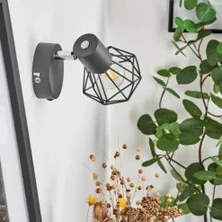 Lampes Vintages & Rétros-hofstein Applique murale Gullspang Anthracite, Chrome, 1 lumière