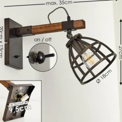 Luminaires Rustiques-hofstein Applique murale Haervej Bois foncé, Noir, 1 lumière