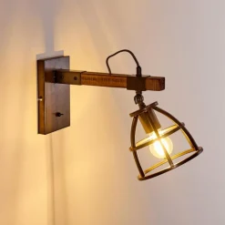 Luminaires Rustiques-hofstein Applique murale Haervej Bois foncé, Noir, 1 lumière