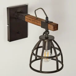 Luminaires Rustiques-hofstein Applique murale Haervej Bois foncé, Noir, 1 lumière