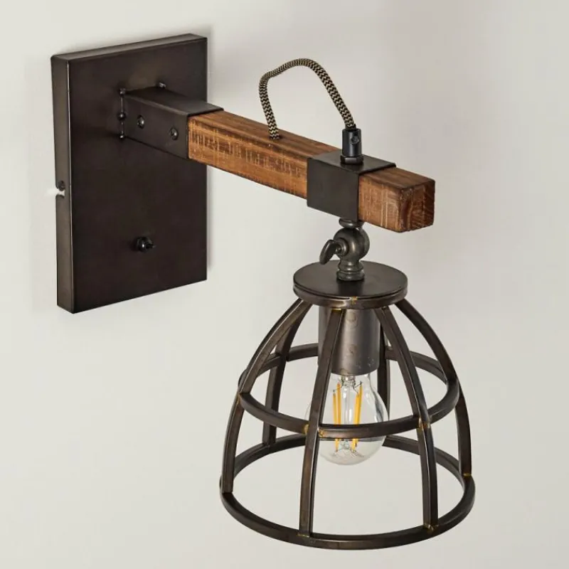 Luminaires Rustiques-hofstein Applique murale Haervej Bois foncé, Noir, 1 lumière