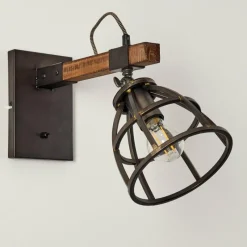 Luminaires Rustiques-hofstein Applique murale Haervej Bois foncé, Noir, 1 lumière