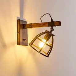 Luminaires Rustiques-hofstein Applique murale Haervej Bois foncé, Noir, 1 lumière