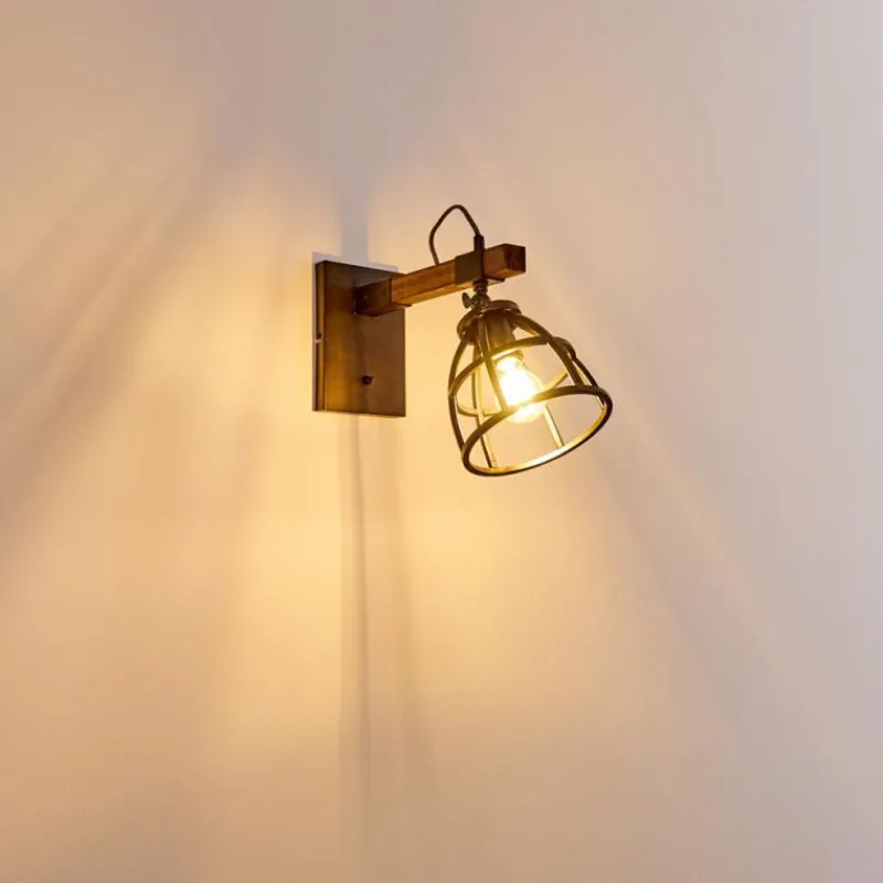 Luminaires Rustiques-hofstein Applique murale Haervej Bois foncé, Noir, 1 lumière