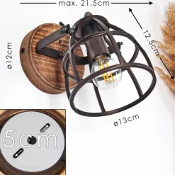 Lampes Industrielles-hofstein Applique murale Haervej Bois foncé, Noir, 1 lumière