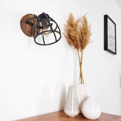Lampes Industrielles-hofstein Applique murale Haervej Bois foncé, Noir, 1 lumière