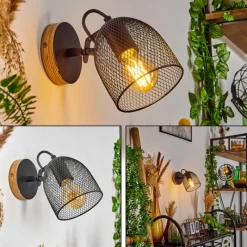 Lampes Vintages & Rétros-hofstein Applique murale Hakvaag Brun, Noir, 1 lumière