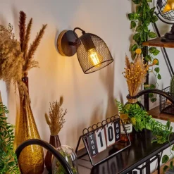 Lampes Vintages & Rétros-hofstein Applique murale Hakvaag Brun, Noir, 1 lumière