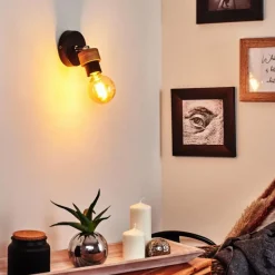 Lampes Industrielles-hofstein Applique murale Harran Chrome, Noir, 1 lumière