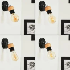 Lampes Industrielles-hofstein Applique murale Harran Chrome, Noir, 1 lumière