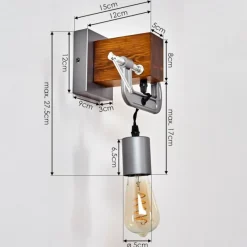 Lampes Industrielles-hofstein Applique murale Hautahi Gris, Bois foncé, 1 lumière