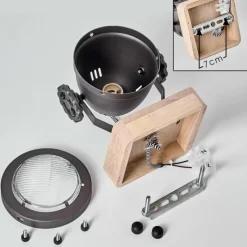 Lampes Industrielles-hofstein Applique murale Herford Brun, Bois foncé, Noir, 1 lumière