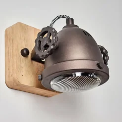 Lampes Industrielles-hofstein Applique murale Herford Brun, Bois foncé, Noir, 1 lumière