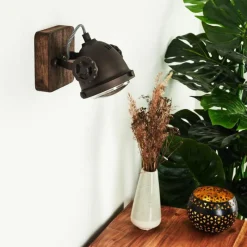 Lampes Industrielles-hofstein Applique murale Herford Brun, Bois foncé, 1 lumière