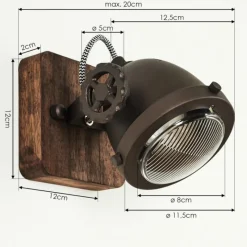 Lampes Industrielles-hofstein Applique murale Herford Brun, Bois foncé, 1 lumière