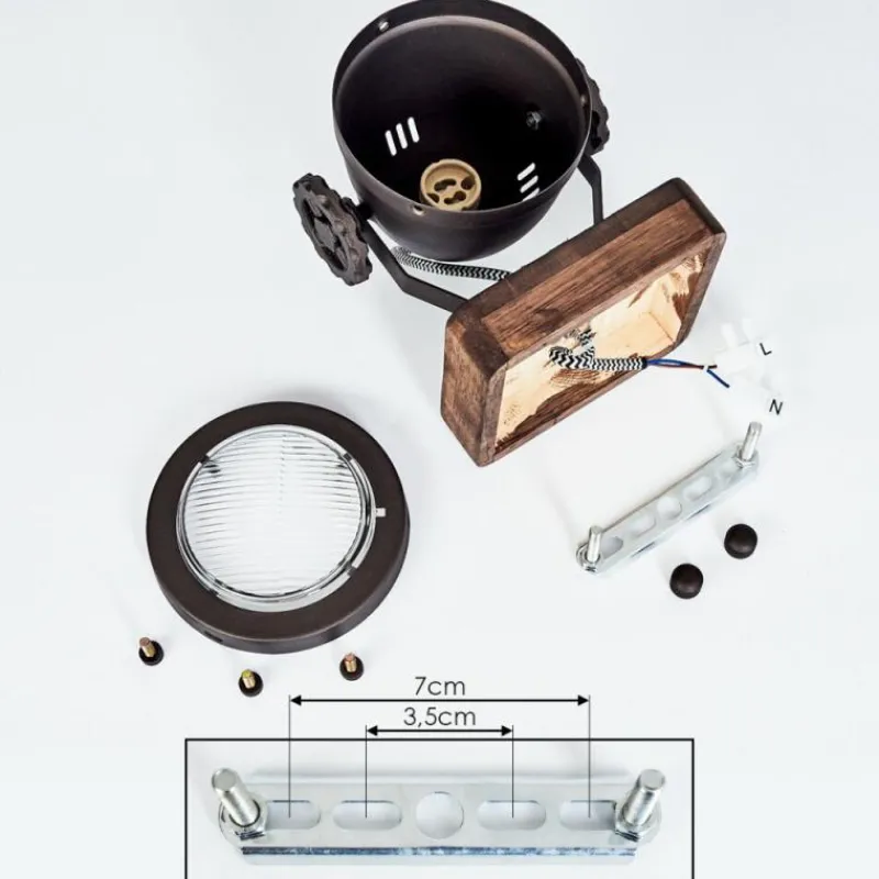 Lampes Industrielles-hofstein Applique murale Herford Brun, Bois foncé, 1 lumière