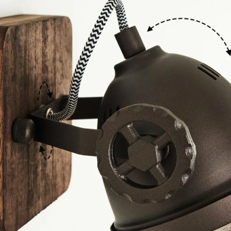 Lampes Industrielles-hofstein Applique murale Herford Brun, Bois foncé, 1 lumière