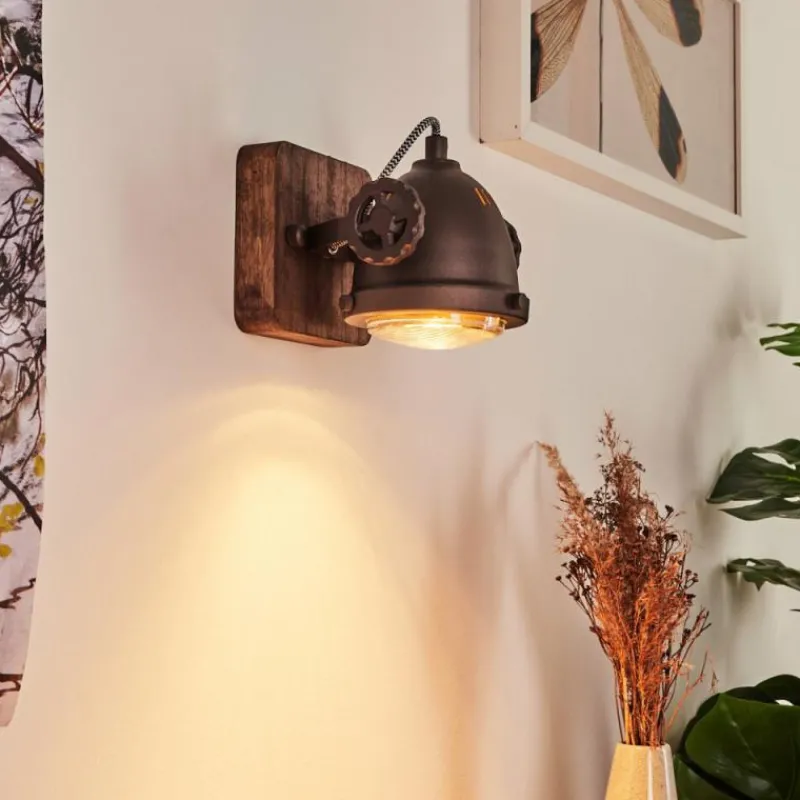 Lampes Industrielles-hofstein Applique murale Herford Brun, Bois foncé, 1 lumière