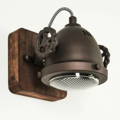 Lampes Industrielles-hofstein Applique murale Herford Brun, Bois foncé, 1 lumière