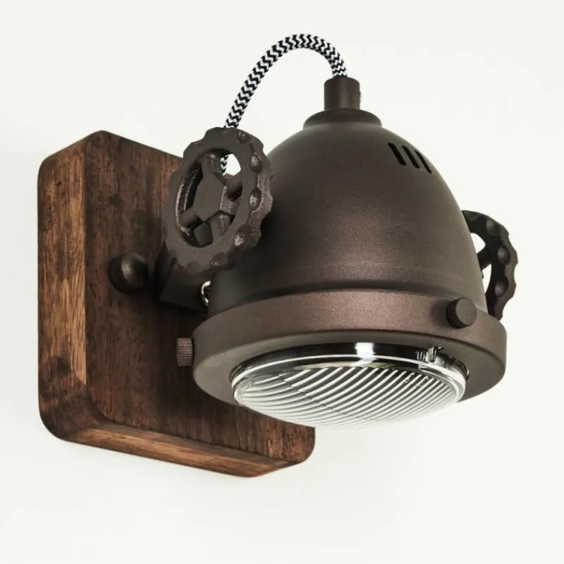 Lampes Industrielles-hofstein Applique murale Herford Brun, Bois foncé, 1 lumière