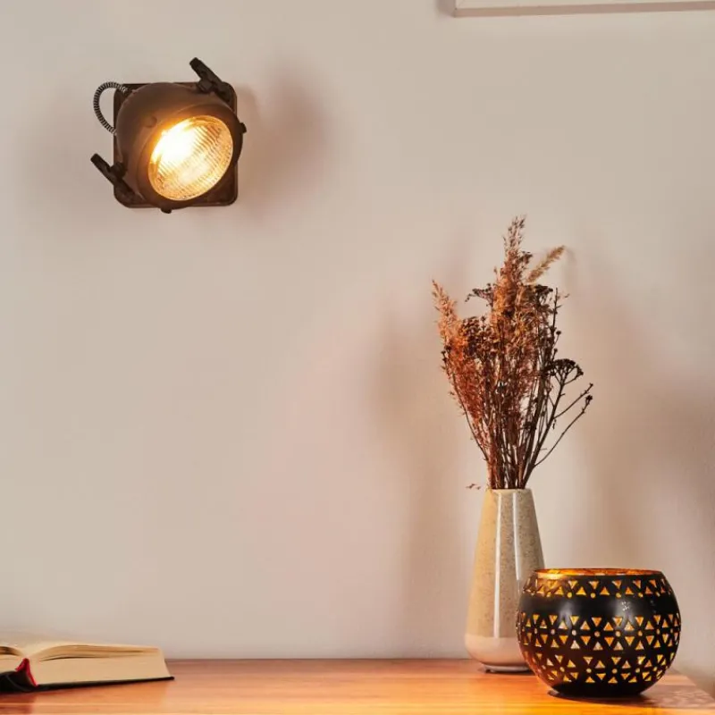 Lampes Industrielles-hofstein Applique murale Herford Brun, Bois foncé, 1 lumière