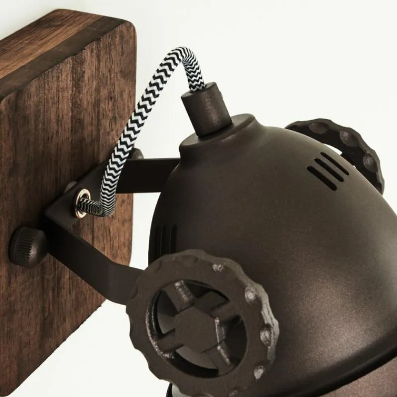 Lampes Industrielles-hofstein Applique murale Herford Brun, Bois foncé, 1 lumière