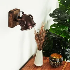 Lampes Industrielles-hofstein Applique murale Herford Bois foncé, Rouille, 1 lumière