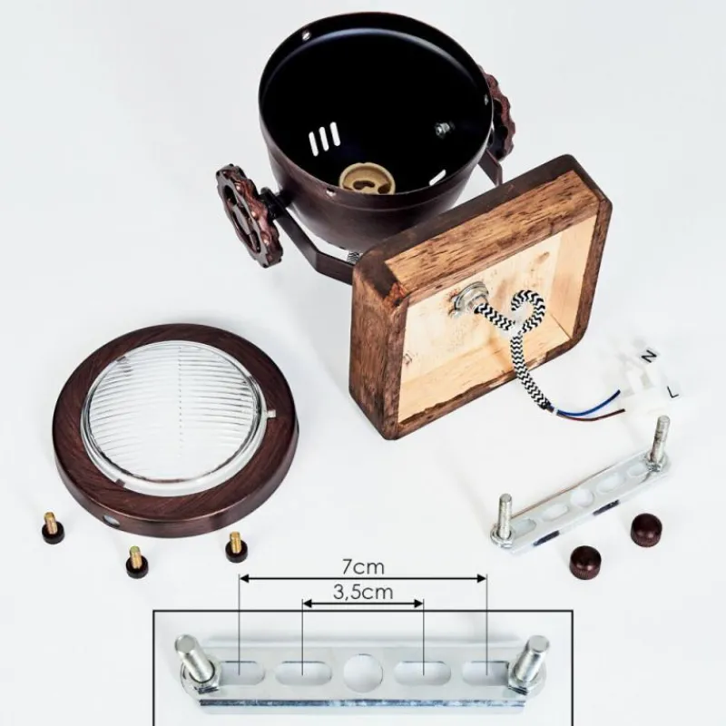 Lampes Industrielles-hofstein Applique murale Herford Bois foncé, Rouille, 1 lumière