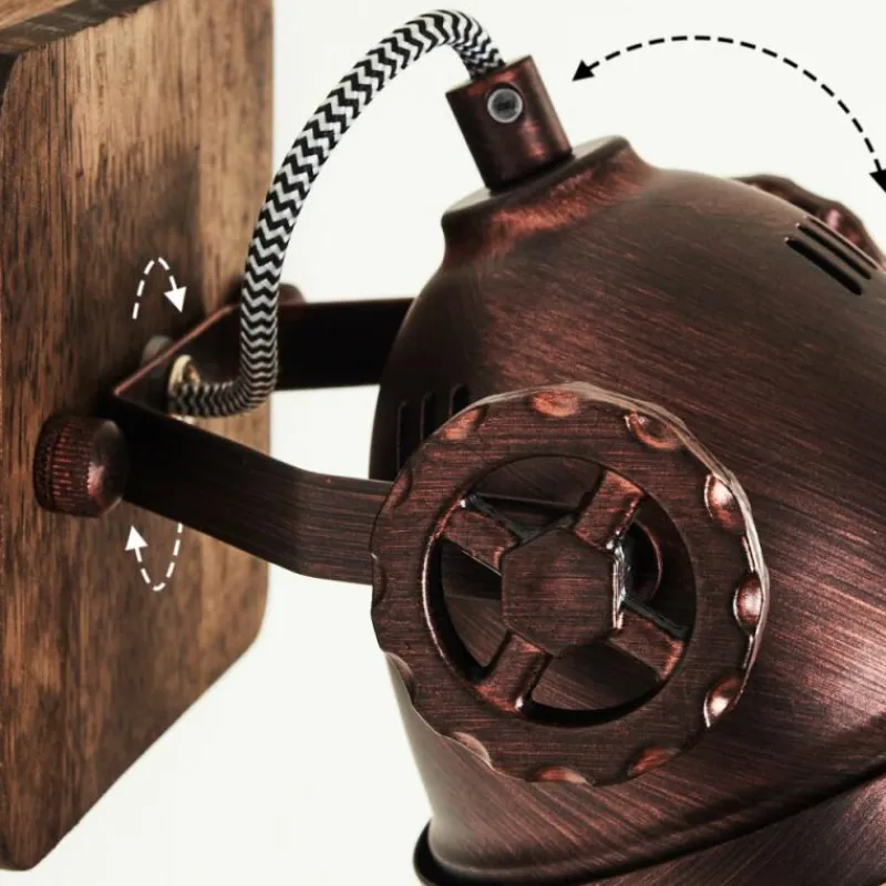 Lampes Industrielles-hofstein Applique murale Herford Bois foncé, Rouille, 1 lumière