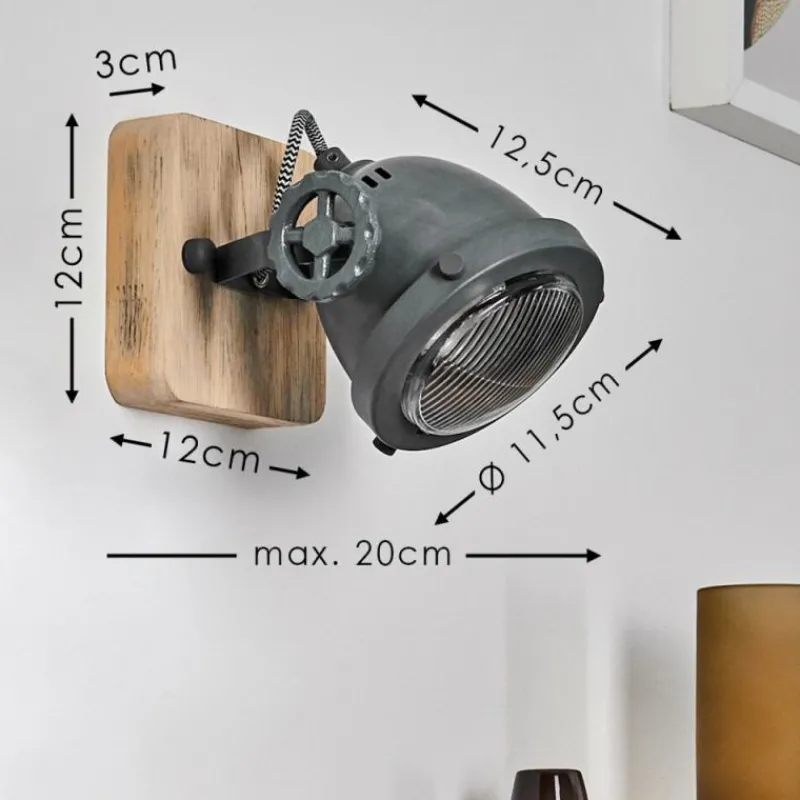 Lampes Industrielles-hofstein Applique murale Herford Gris, Bois clair, 1 lumière
