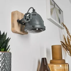 Lampes Industrielles-hofstein Applique murale Herford Gris, Bois clair, 1 lumière
