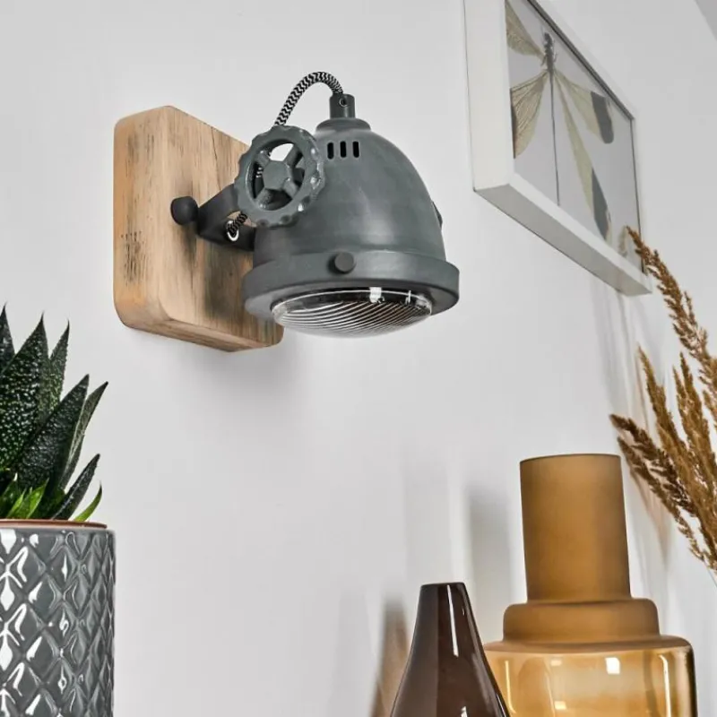 Lampes Industrielles-hofstein Applique murale Herford Gris, Bois clair, 1 lumière