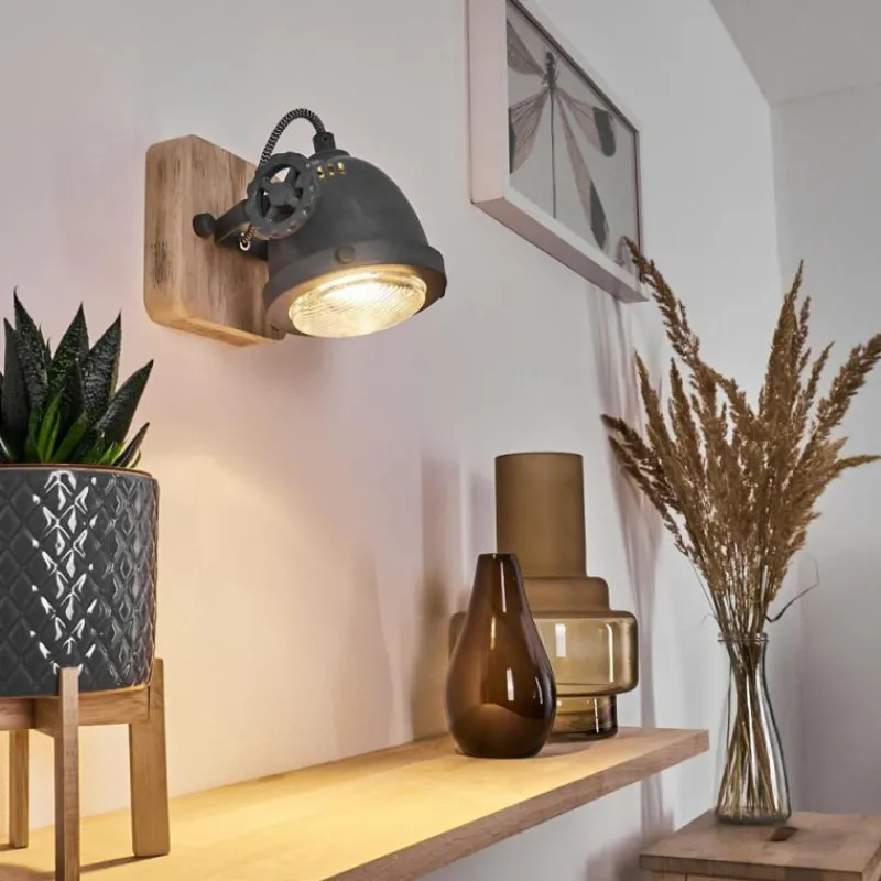 Lampes Industrielles-hofstein Applique murale Herford Gris, Bois clair, 1 lumière