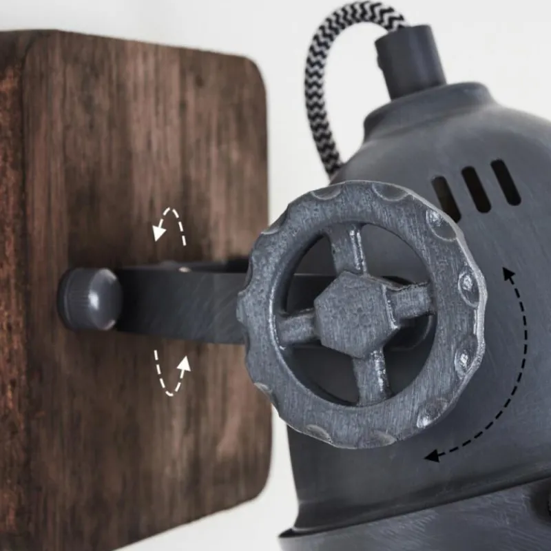 Lampes Industrielles-hofstein Applique murale Herford Gris, Bois foncé, 1 lumière