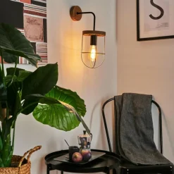 Lampes Vintages & Rétros-hofstein Applique murale Hodne Brun, Noir, 1 lumière