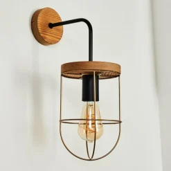 Lampes Vintages & Rétros-hofstein Applique murale Hodne Brun, Noir, 1 lumière