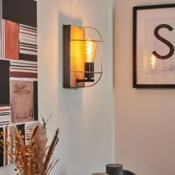 Lampes Vintages & Rétros-hofstein Applique murale Hodne Gris, Écru, Noir, 1 lumière