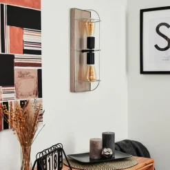 Lampes Vintages & Rétros-hofstein Applique murale Hodne Gris, Écru, Noir, 2 lumières